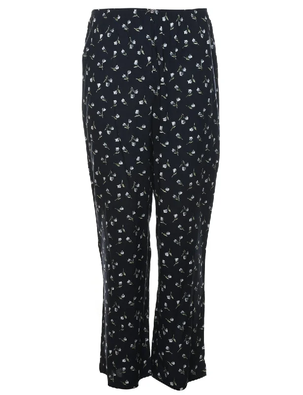 Savings Alert Flared Leg Floral Print Trousers - W28 L30