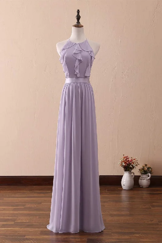 Huge Discounts casual midi dressLilac Halter Open Back Ruffled Long Bridesmaid Dress Huge Discounts casual midi dressLilac Halter Open Back Ruffled Long Bridesmaid Dress