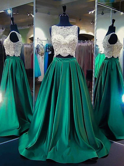 Unmissable Offer Two Piece Prom Dresses Bateau A-line Sweep Train Beading Hunter Green Long Prom Dress JKL725 Unmissable Offer Two Piece Prom Dresses Bateau A-line Sweep Train Beading Hunter Green Long Prom Dress JKL725