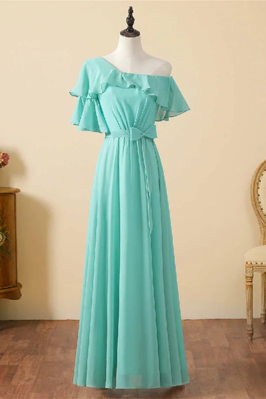 Time-Limited Offer knit dressAsymmetrical Aqua Lace-Up Back A-Line Long Bridesmaid Dress