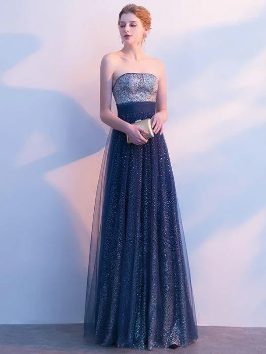 Value Deals Beautiful Prom Dresses Strapless A-line Sexy Ombre Prom Dress Long Evening Dress JKL804