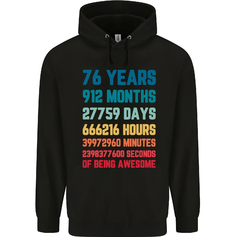 New Markdowns casual pullover hoodie76th Birthday 76 Year Old Mens 80% Cotton Hoodie