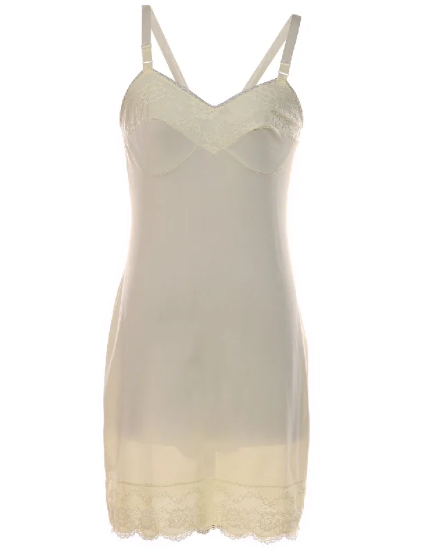 slim fit coatOff-White Lace Trim Slip Dress - M