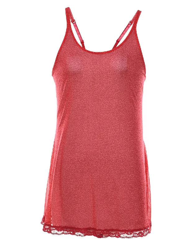 Savings Bonanza Red Sheer Leopard Print Babydoll - S