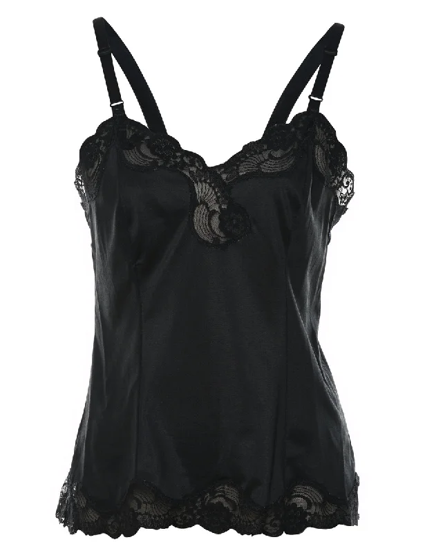 contemporary coatBlack Lace Trim Camisole - S