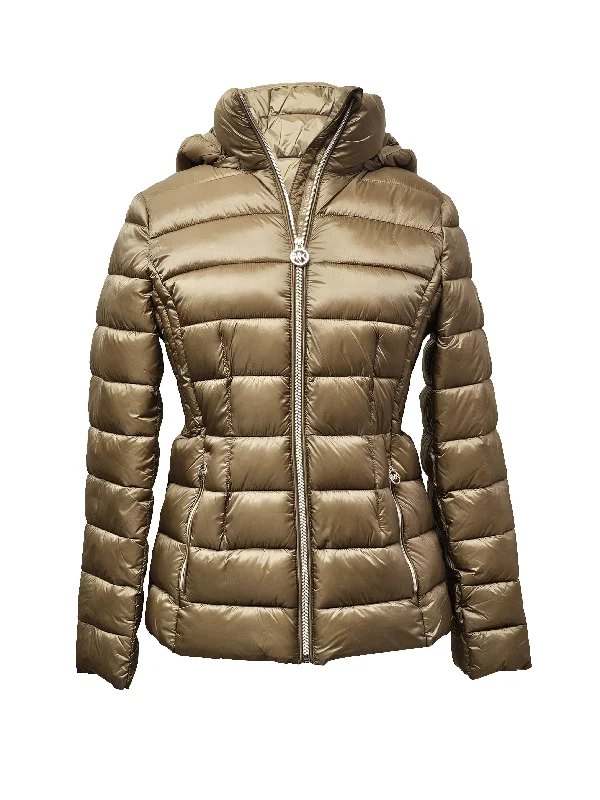 Quick Sale Michael Michael Kors Women's Hooded Packable Jacket, Dark Camel, L