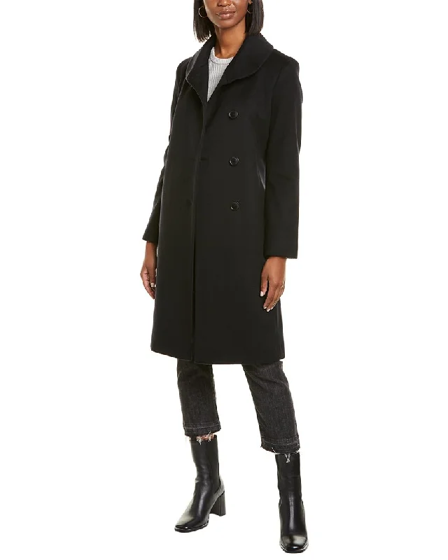 fashion-forward coatSofiacashmere Round Collar Wool & Cashmere-Blend Coat