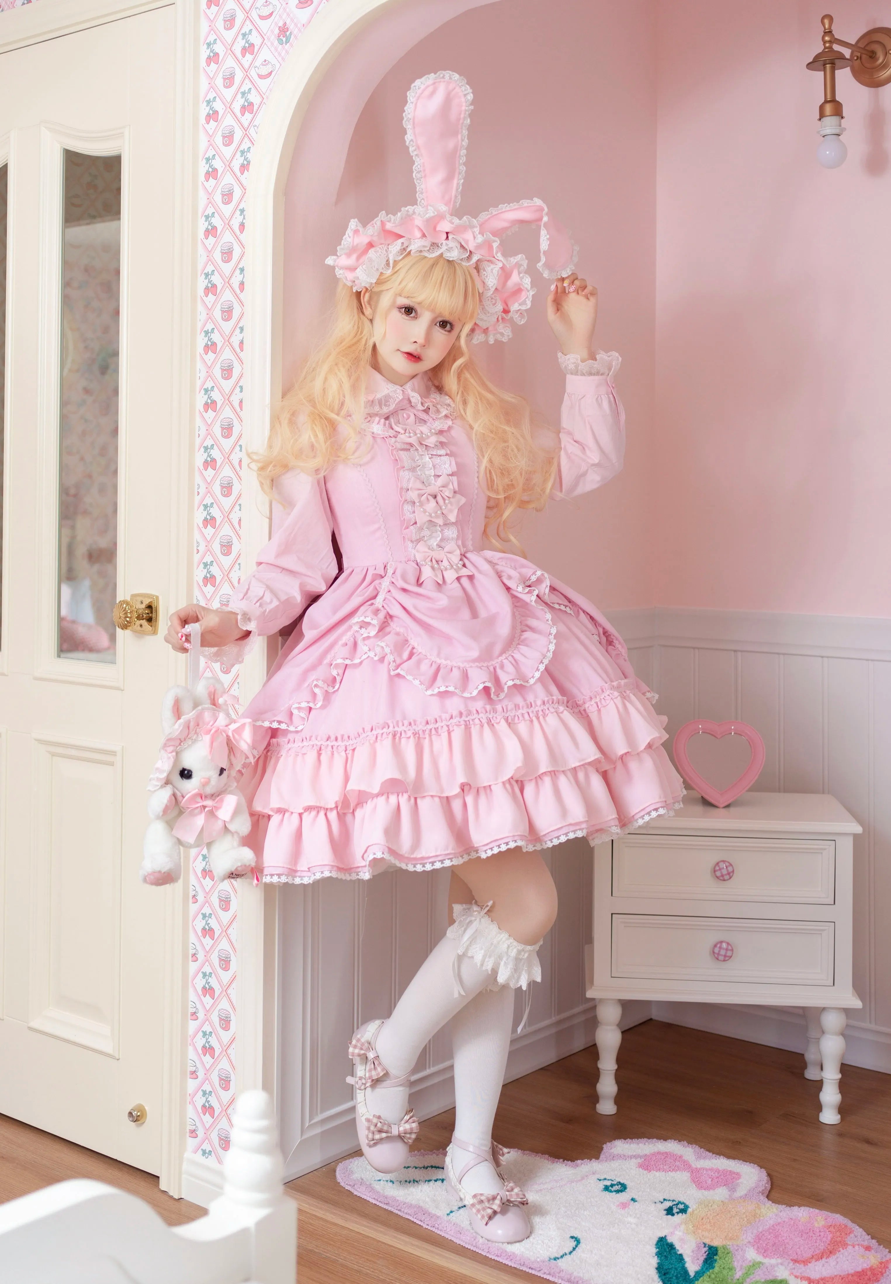 Shop and Save trendy dress(BFM)Catlow Rabbit~Black Lolita Doll OP/JSK with Adjustable Elasticity