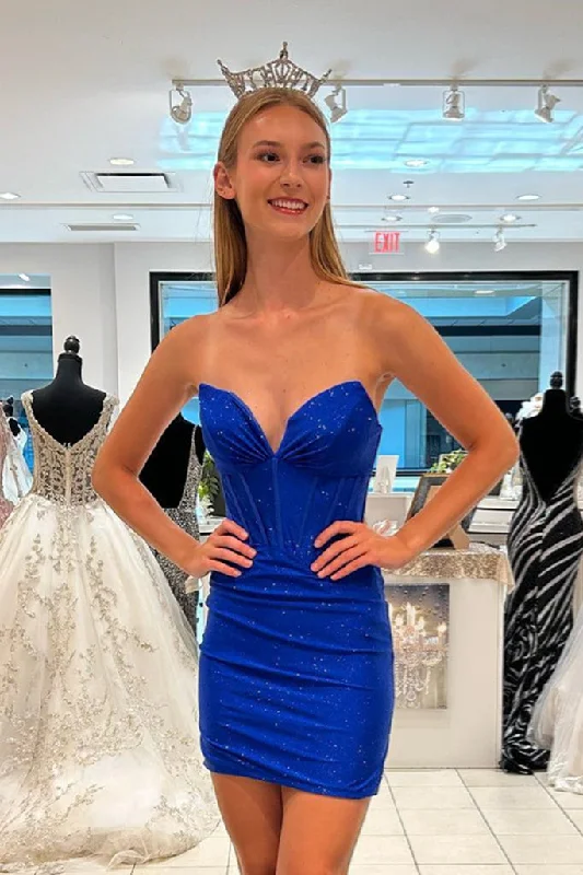 Deal Explosion flowy evening dressSparkly Royal Blue Strapless Satin Sheath Homecoming Dress Deal Explosion flowy evening dressSparkly Royal Blue Strapless Satin Sheath Homecoming Dress