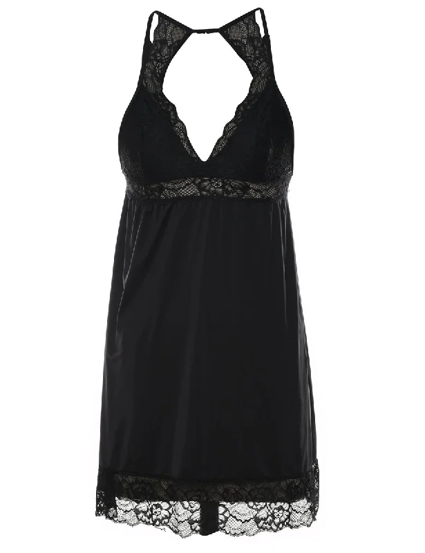 high-fashion coatClassic Black Lace Babydoll - S