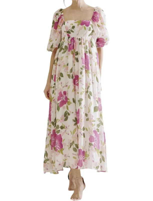 Fantastic Offers ashionable dressWatercolor Floral Maxi Dress In Cream Multi