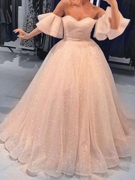 Massive Deals Sparkly Prom Dresses Aline Off-the-shoulder Short Sleeve Chic Long Lace Prom Dress JKL1301 Massive Deals Sparkly Prom Dresses Aline Off-the-shoulder Short Sleeve Chic Long Lace Prom Dress JKL1301