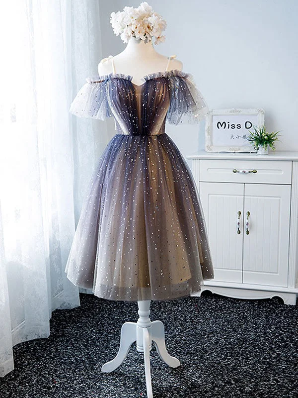 Stock Clearance Spaghetti Straps Short Sleeves Homecoming Dress Start Tulle Prom Dress Short Lace-Up Back Party Evening Dress NA6905 Stock Clearance Spaghetti Straps Short Sleeves Homecoming Dress Start Tulle Prom Dress Short Lace-Up Back Party Evening Dress NA6905