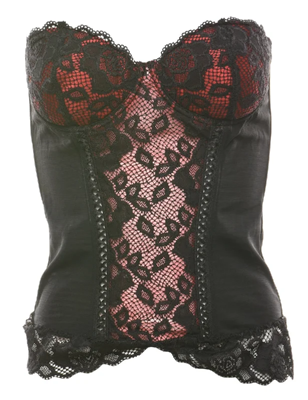 chic outerwearBlack & Red Classic Lace Corset - S