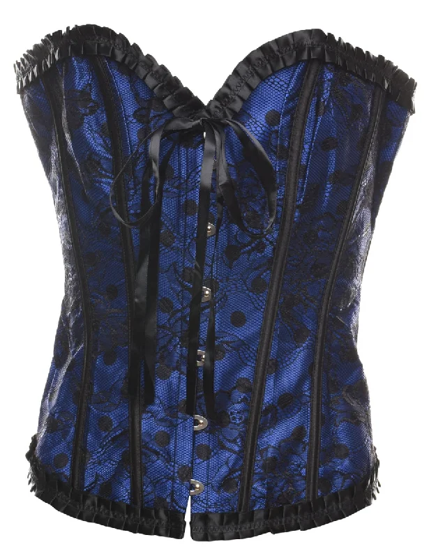 Time-Limited Offer Black & Blue 1990s Lace Corset - M