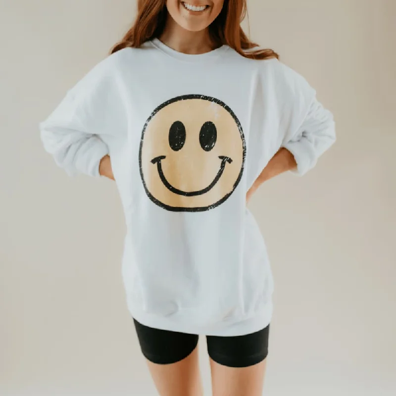 Special Buy performance hoodie for gymDistressed Smiley Sweatshirt