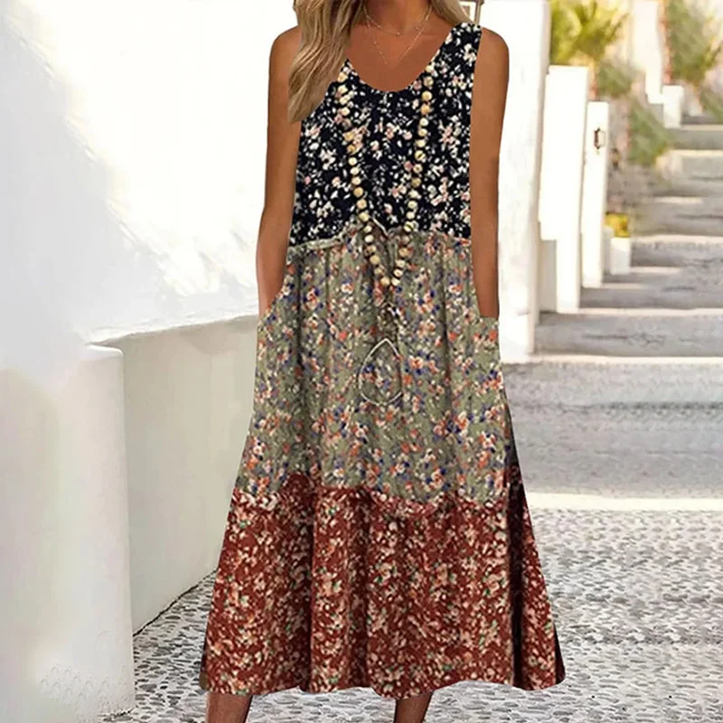 flowy maxi dressVintage Patchwork Floral Dress