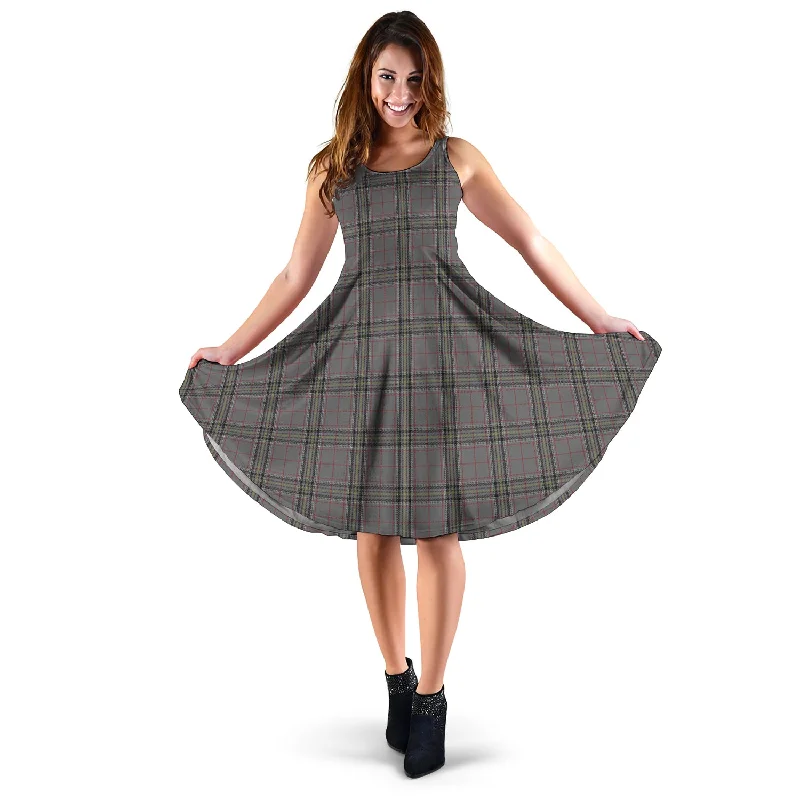 Value Deals Stewart Grey Tartan Sleeveless Midi Womens Dress