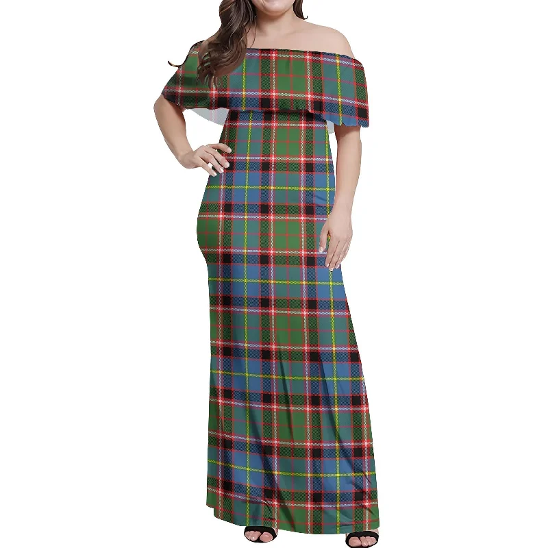 Online Specials Stirling Bannockburn Tartan Off Shoulder Long Dress