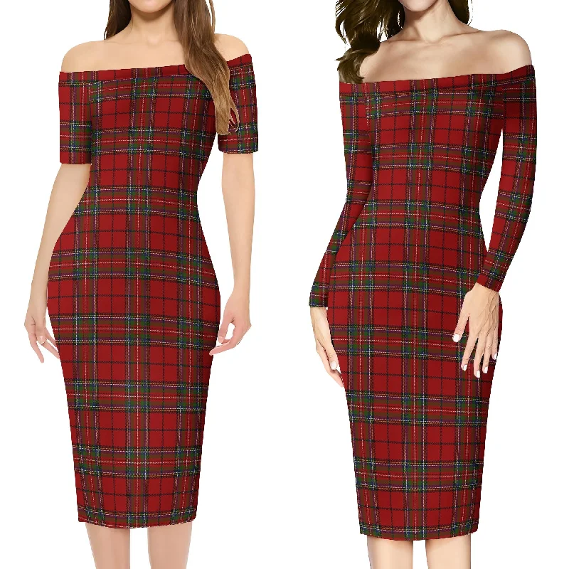 Reduced Prices Stewart of Galloway Tartan Off Shoulder Lady Dress
