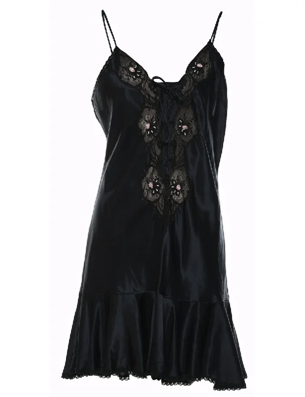 warm jacketBlack Lace Beaded Babydoll - M