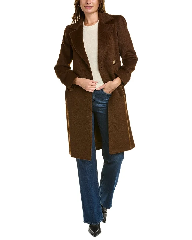 trendy jacketSofiacashmere Belted Alpaca & Wool-Blend Coat