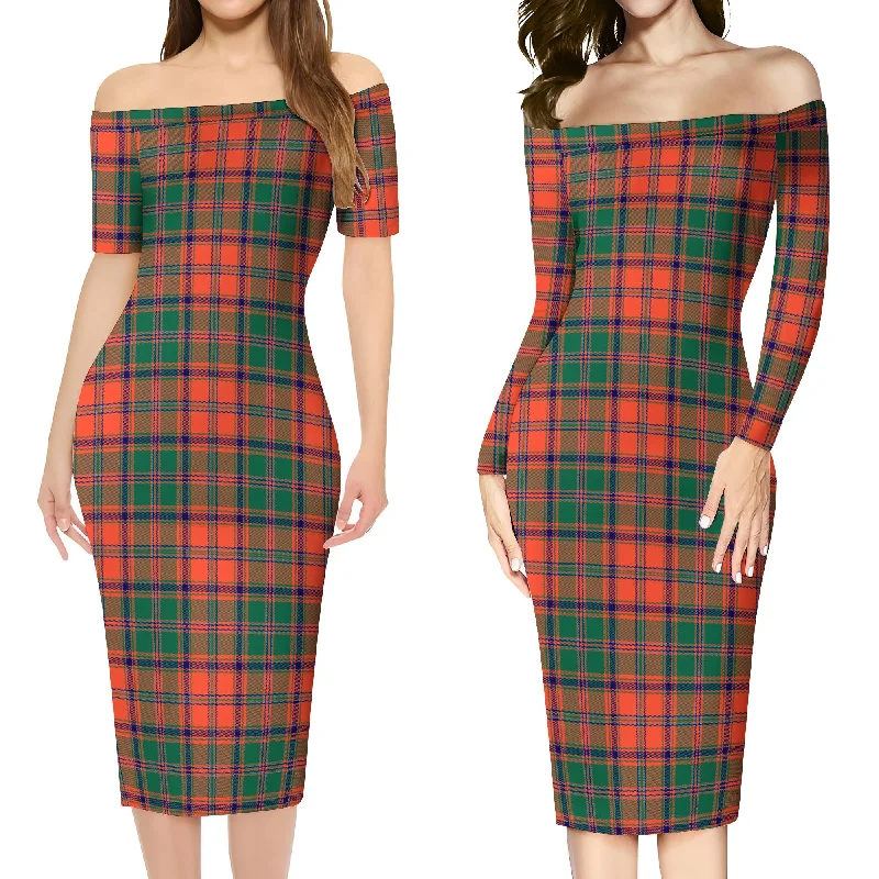 Price Reduction Stewart of Appin Ancient Tartan Off Shoulder Lady Dress