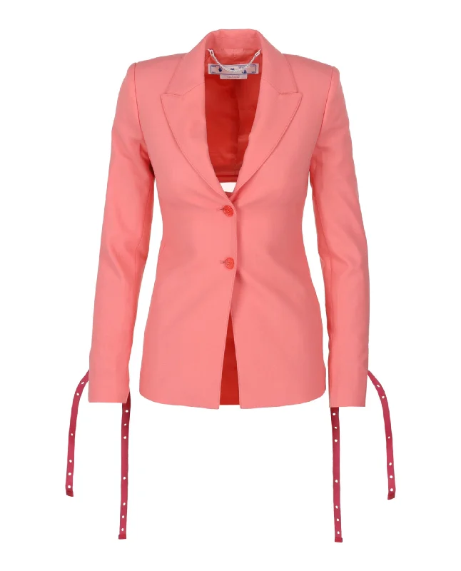 casual sports coatOff-White Womens Laces Wool Blend Blazer