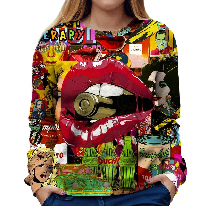 Limited Time Offer luxury fitness sweatshirtPop Art Therapy Womens Sweatshirt
