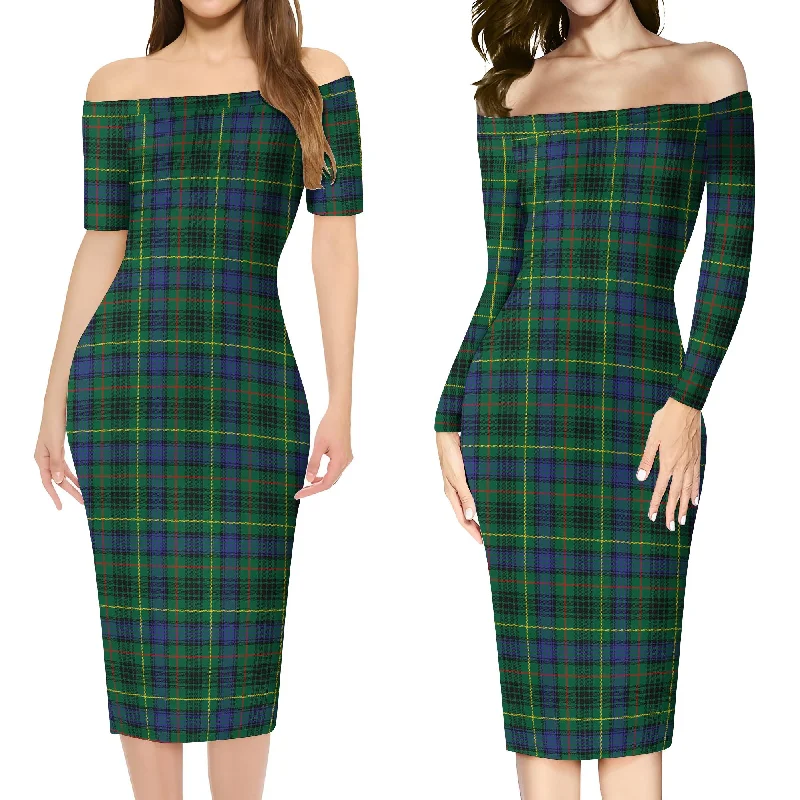 Fantastic Deals Stewart Hunting Modern Tartan Off Shoulder Lady Dress