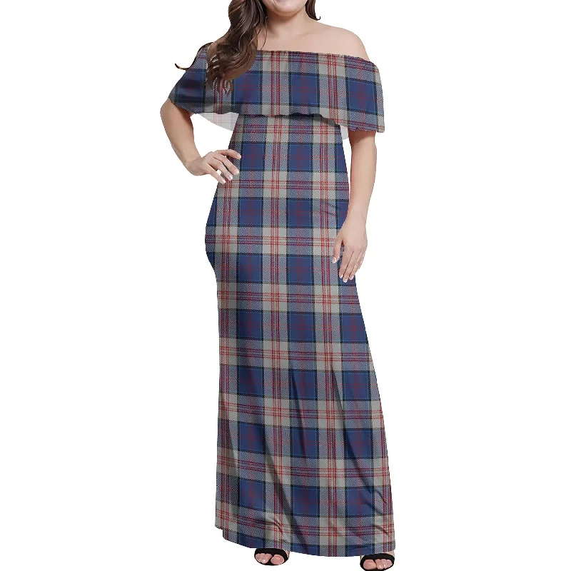Special Savings Stewart of Appin Hunting Dress Tartan Off Shoulder Long Dress