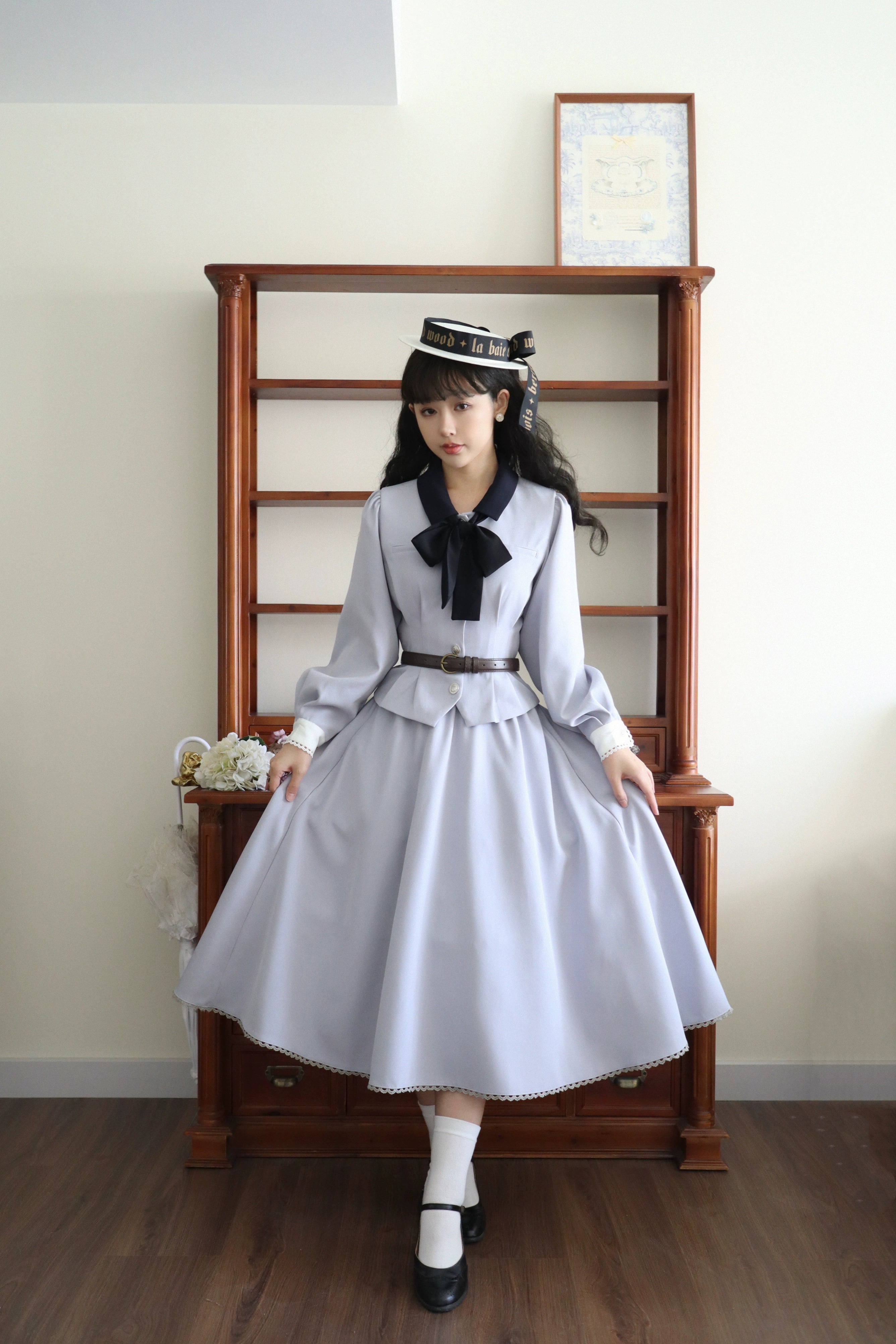 floral dressSweet Wood~Daily Lolita Skirt Set Long sleeve Coat Dress Set