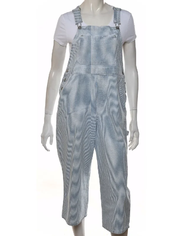 Inventory Reduction White & Blue Gingham Dungarees  - W36 L22
