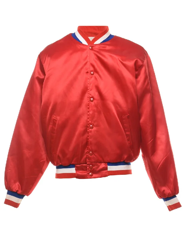 Exclusive Preview Red, Blue & White Embroidered Vintage Bomber Jacket - M