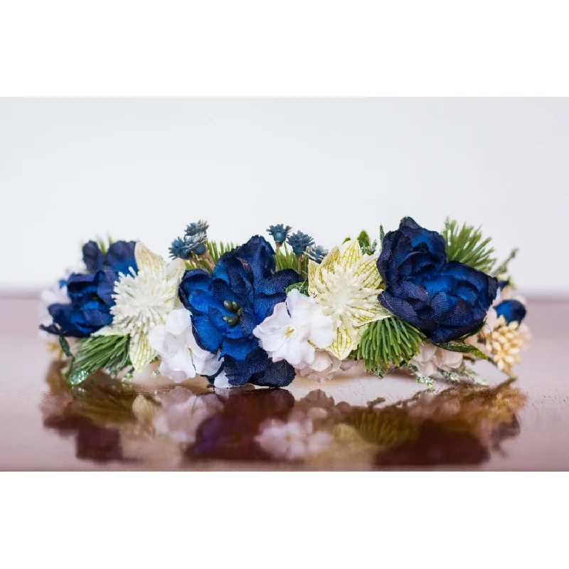 wrap-around dressRustic Navy Flower Halo