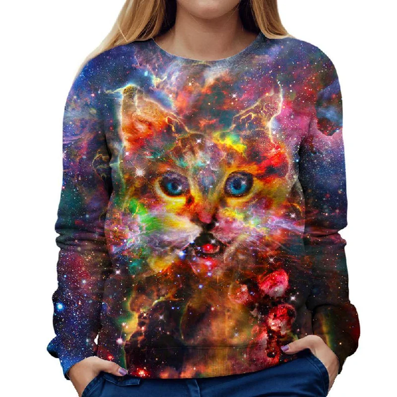 fashionable gym hoodieNebula Kitty Womens Sweatshirt