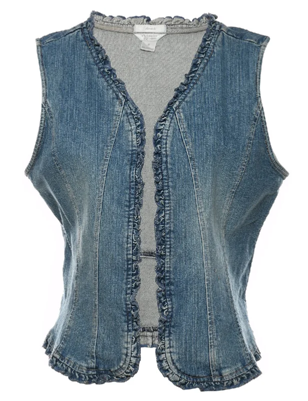 cozy winter coatFrilled Faded Wash Denim Waistcoat - S