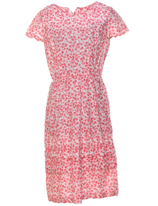 minimalist jacketFloral Print Pink & White Vintage Dress - M