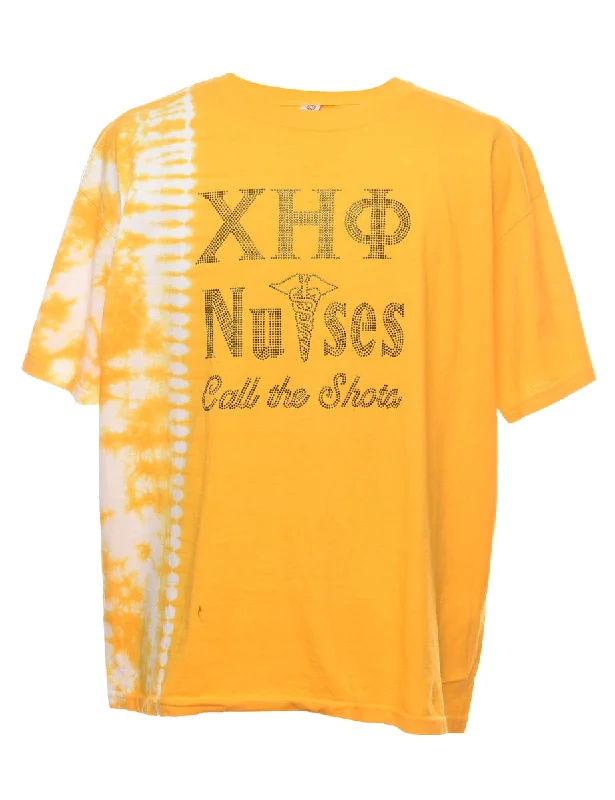 Midnight Sale Sequined Yellow Tie Dye T-Shirt - XL