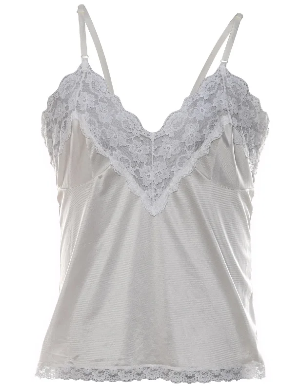 comfortable outerwearOff-White Lace Trim Camisole - L