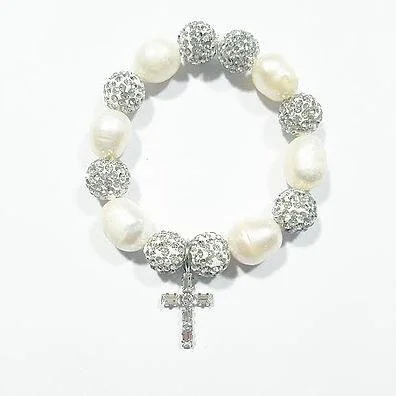 Limited Stock A-line dressHeart Me Swarovski Cross Freshwater Pearl Bracelet