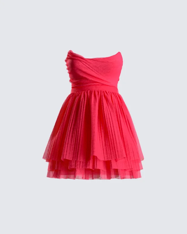 casual slip dressNelly Hot Pink Tulle Mini Dress