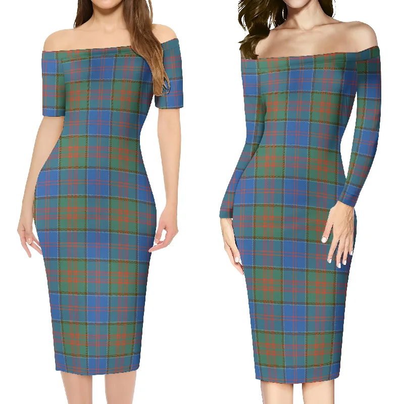New Deals Stewart of Appin Hunting Ancient Tartan Off Shoulder Lady Dress
