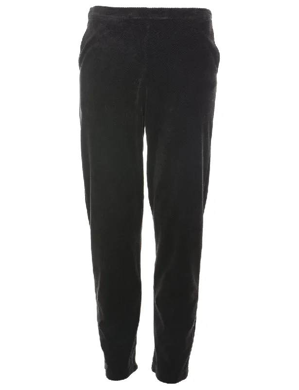 Amazing Deals Black Herringbone Tweed Velour Trousers - W24 L31