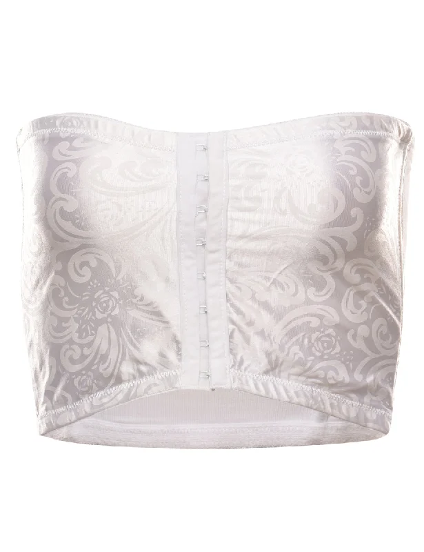 Sneak Peek Sale Jacquard Pattern White Boned Corset - S
