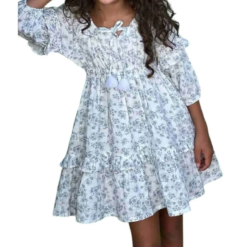 classic fit-and-flare dressFrilled Gypsy Dress In Grey/white