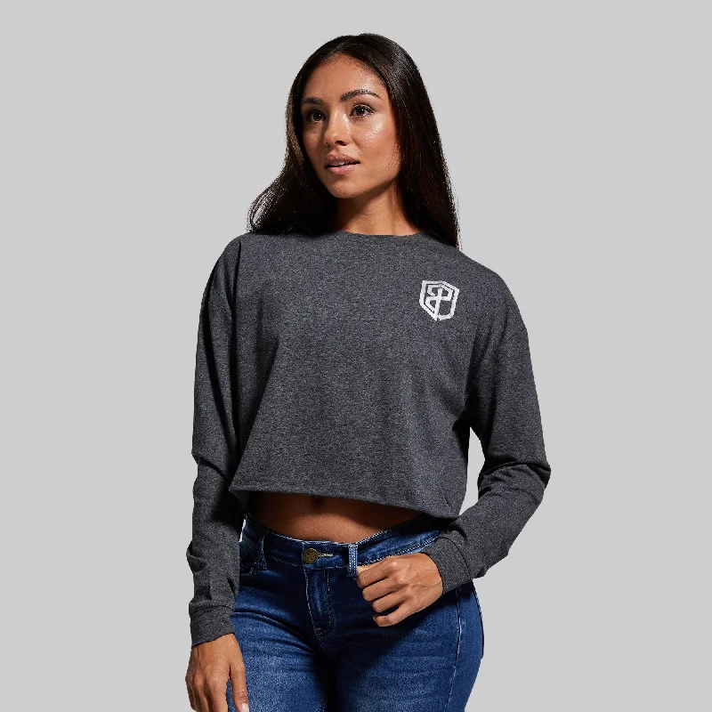 Price Rollback fashion casual hoodieTraining Crop Long Sleeve (Dark Heather Grey)