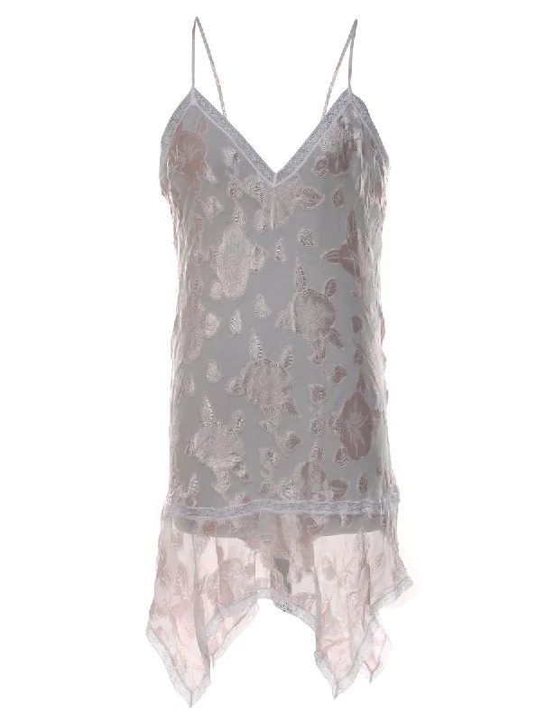Today’s Special Off-White & Silver Floral Print Y2K Strappy Slip Dress - S
