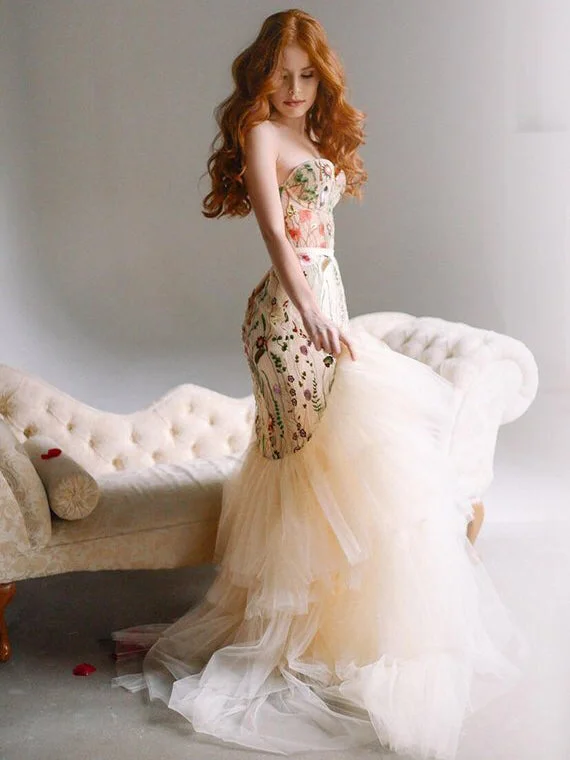 Mega Deal Mermaid Prom Dresses Sweetheart Sweep Train Sexy Chic Floral Lace Prom Dress JKL1404 Mega Deal Mermaid Prom Dresses Sweetheart Sweep Train Sexy Chic Floral Lace Prom Dress JKL1404