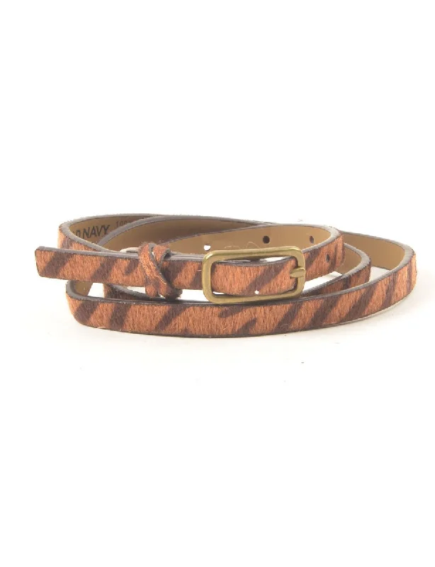 Don't Wait Animal Print Skinny Belt - L